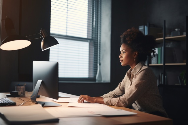 Mujer trabajando con m&eacute;todo Pomodoro